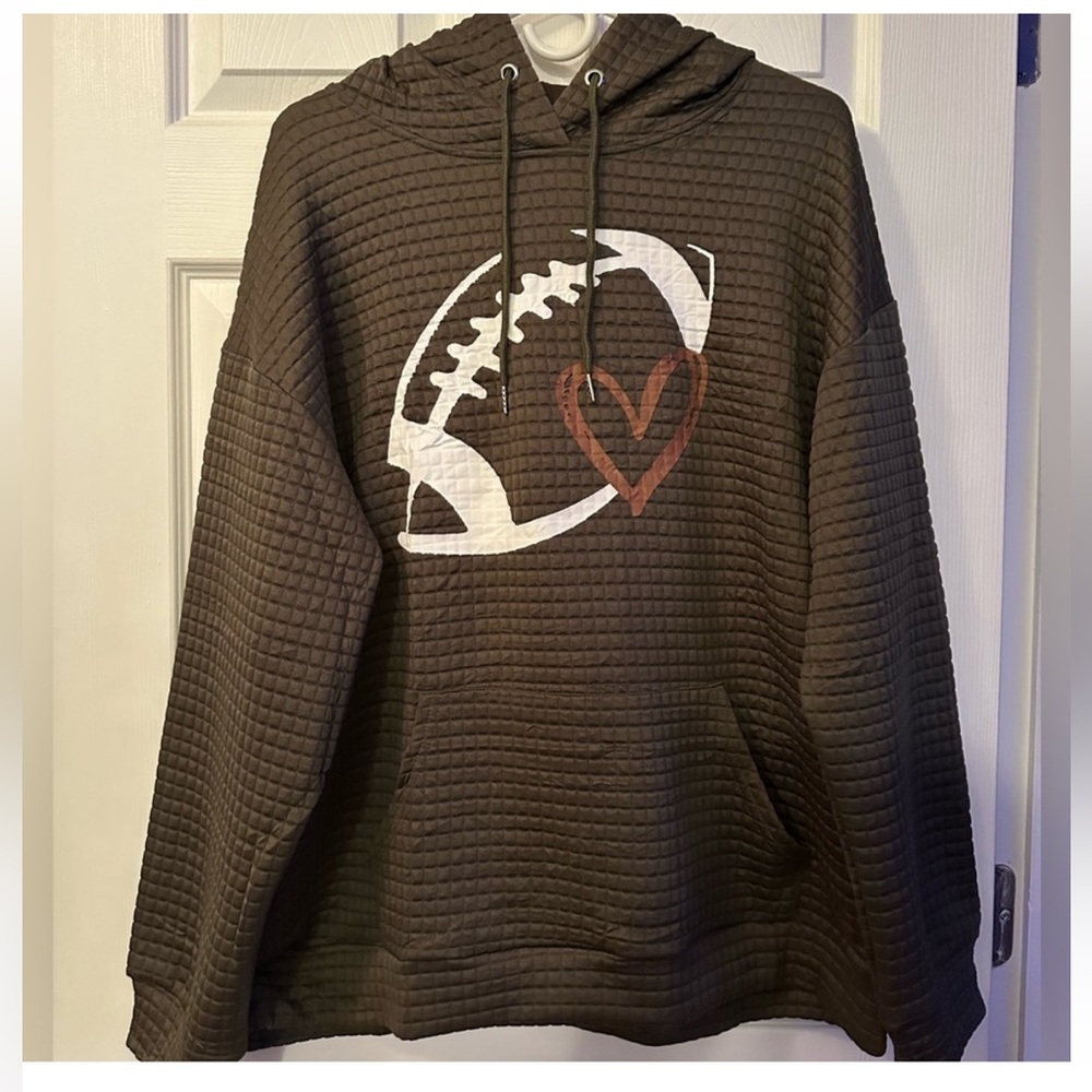 Football Waffle Hoodie. Army‎ Green color. Size XL